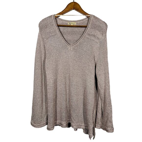 NEW! Democracy Y2K Metallic Sweater V Neck Loose Fit 2004 Mauve Pink - L - Picture 1 of 6